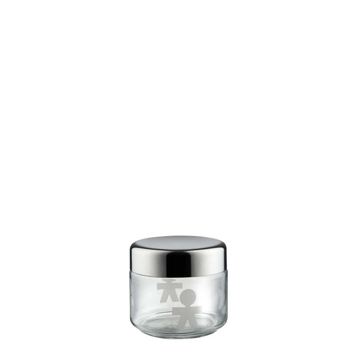 ALESSI Barattolo Ermetico In Vetro 0,50 L Serigrafato Con Coperchio In Acciaio Lucido - AKK35