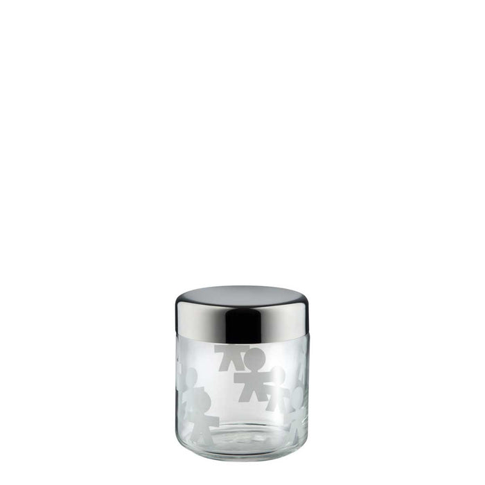 ALESSI Barattolo Ermetico In Vetro 0,75 L Serigrafato Con Coperchio In Acciaio Lucido - AKK36