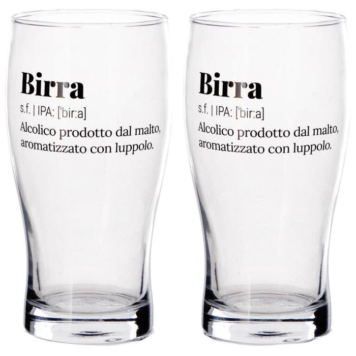 AD TREND Set 2 Boccali In Vetro Con Scritte 58 Cl - 117919