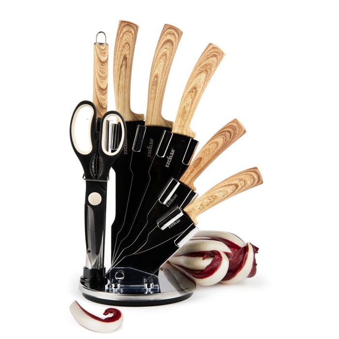 BERGAMASCHI Ceppo Di 5 Coltelli 1 Forbice 1 Affilacoltelli Black Wood