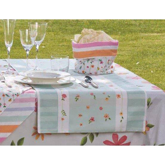 BRANDANI Runner Righe E Retro Fiori Micro Verde - 10166