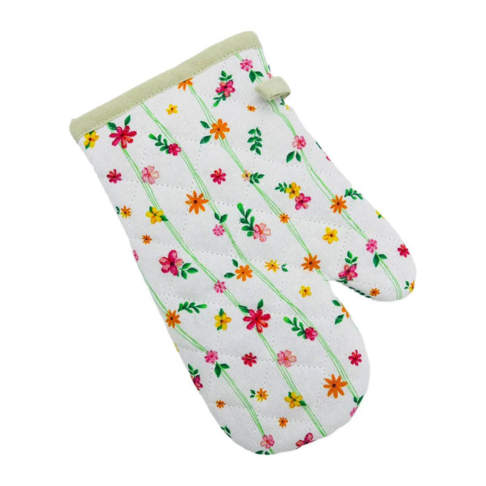 BRANDANI Guanto Da Forno Fiori Micro Con Bordino Verde - 10172