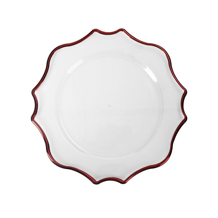 BRANDANI Set 4 Sottopiatti Smart Trasparentti Bordo Rosso
