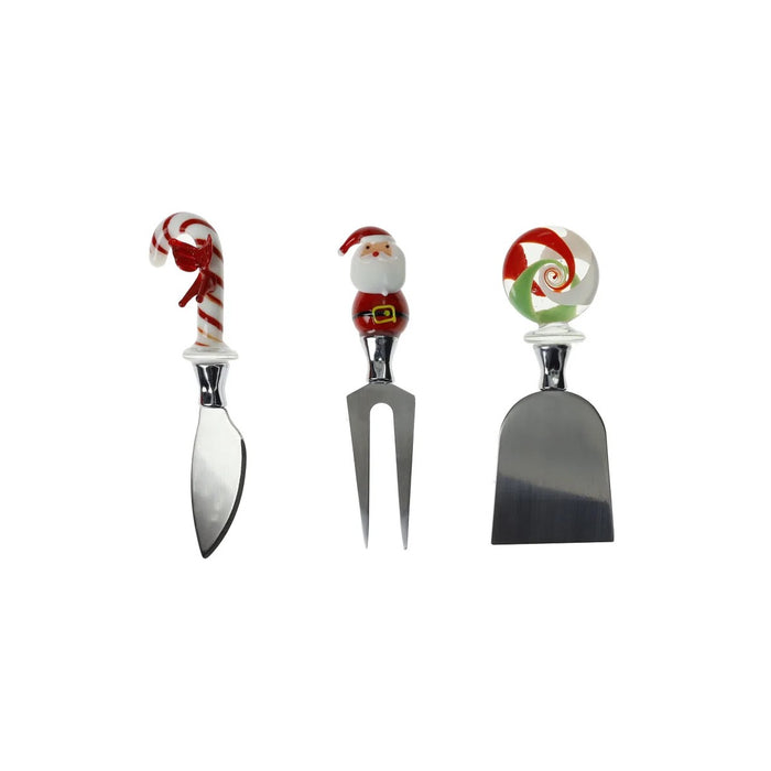 BRANDANI Set 3 Coltelli Da Formaggio Christmas In Vetro/Acciaio