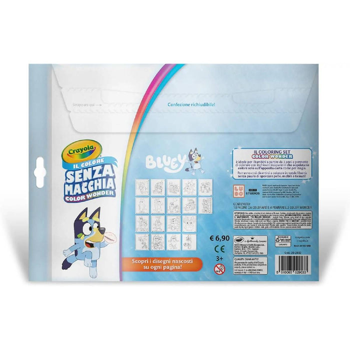 CRAYOLA Color Wonder Coloring Set Bluey Con 18 Pagine Da Colorare E 4 Pennarelli Senza Macchia - 25-2903