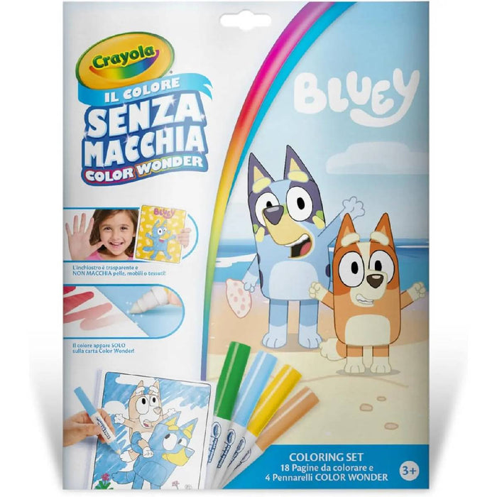 CRAYOLA Color Wonder Coloring Set Bluey Con 18 Pagine Da Colorare E 4 Pennarelli Senza Macchia - 25-2903