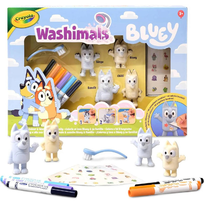 CRAYOLA Washimals Bluey Set Attività Con Adesivi E 4 Cuccioli 6 Pennarelli Lavabili - 74-0253
