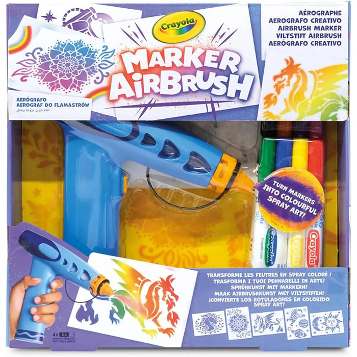 CRAYOLA Marker Airbrush Aerografo Creativo Con Pennarelli E Stencil - 74-7696