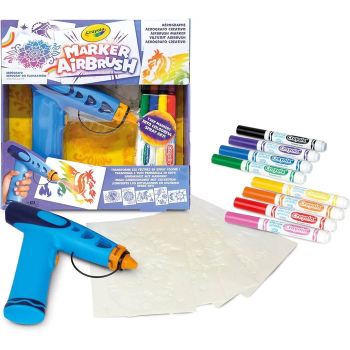 CRAYOLA Marker Airbrush Aerografo Creativo Con Pennarelli E Stencil - 74-7696