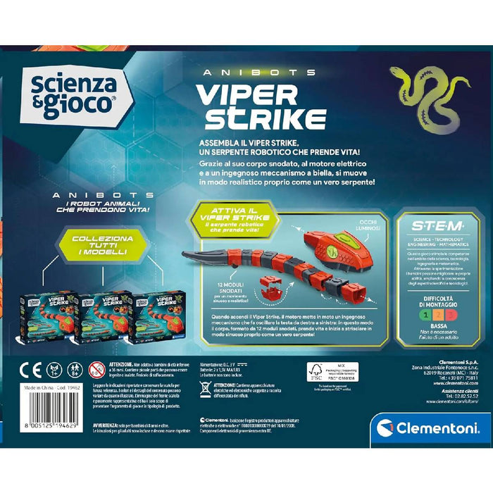 CLEMENTONI Scienza E Gioco Robotics Viper Strike Robot Serpente Da Costruire - 19462