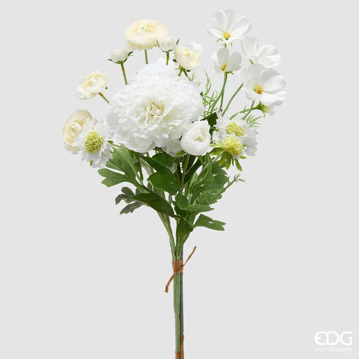 EDG Peonia Bouquet Mix Cespuglio Artificiale H 60 Cm Avorio - 2100611A110