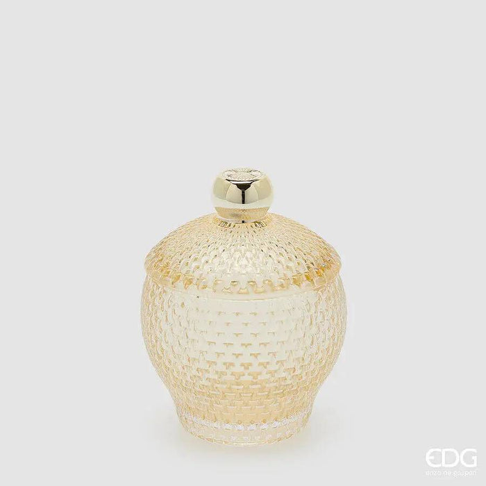 EDG Contenitore Decorativo Con Micro Quadretti Bombato H 14,5 Cm D 10,5 Cm Giallo - 8101417A200