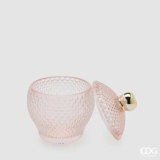EDG Contenitore Decorativo Con Micro Quadretti Bombato H 14,5 Cm D 10,5 Cm Rosa - 8101417A500