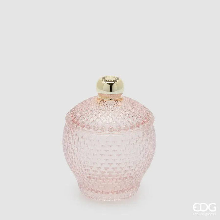 EDG Contenitore Decorativo Con Micro Quadretti Bombato H 14,5 Cm D 10,5 Cm Rosa - 8101417A500