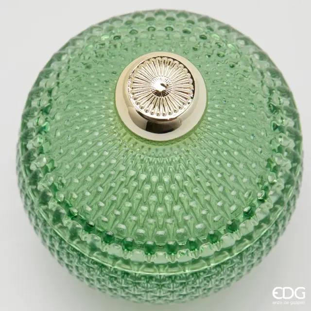 EDG Contenitore Decorativo Con Micro Quadretti Bombato H 14,5 Cm D 10,5 Cm Verde - 8101417A700