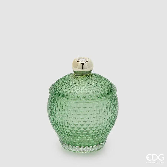 EDG Contenitore Decorativo Con Micro Quadretti Bombato H 14,5 Cm D 10,5 Cm Verde - 8101417A700