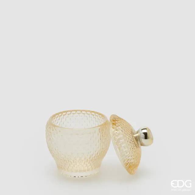 EDG Contenitore Decorativo Con Micro Quadretti Bombato H 11,5 Cm D 8,5 Cm Giallo - 8101418A200