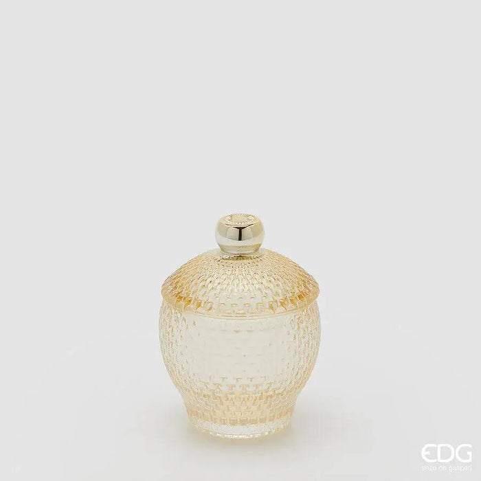 EDG Contenitore Decorativo Con Micro Quadretti Bombato H 11,5 Cm D 8,5 Cm Giallo - 8101418A200