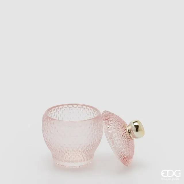 EDG Contenitore Decorativo Con Micro Quadretti Bombato H 11,5 Cm D 8,5 Cm Rosa - 8101418A500