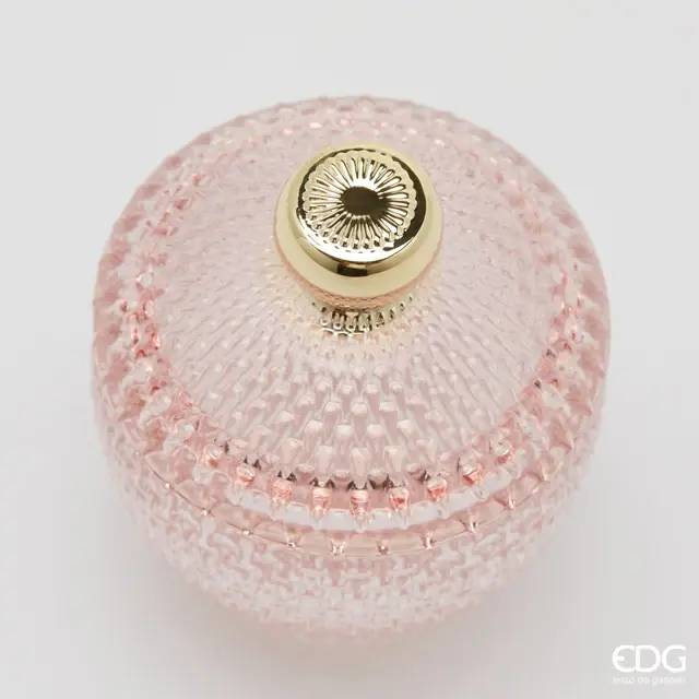 EDG Contenitore Decorativo Con Micro Quadretti Bombato H 11,5 Cm D 8,5 Cm Rosa - 8101418A500