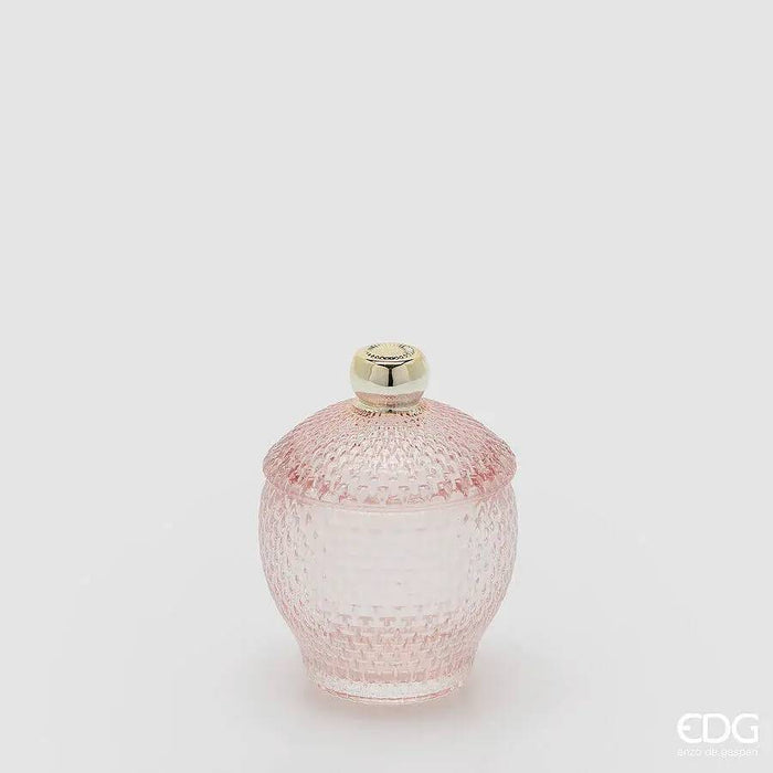 EDG Contenitore Decorativo Con Micro Quadretti Bombato H 11,5 Cm D 8,5 Cm Rosa - 8101418A500