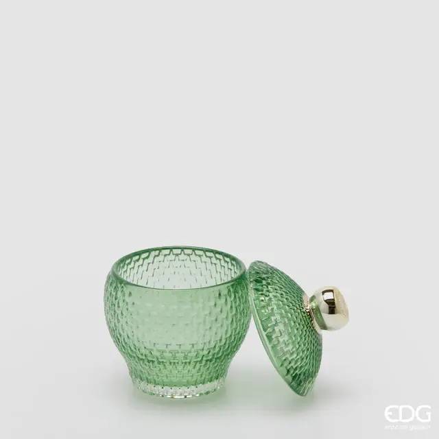 EDG Contenitore Decorativo Con Micro Quadretti Bombato H 11,5 Cm D 8,5 Cm Verde - 8101418A700