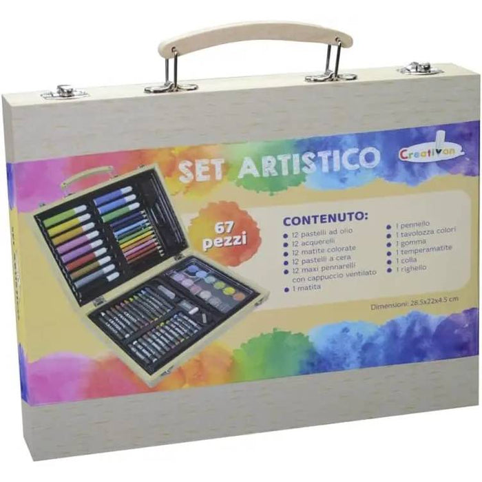IBS Valigetta Legno Con Colori 67 Pezzi Set Artistico - CREA005