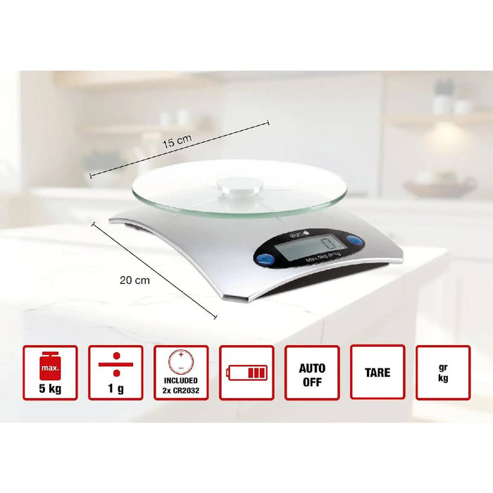 KAUFGUT Bilancia Cucina Eva Silver 5 Kg - 033344