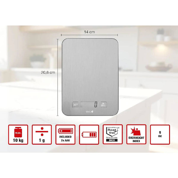 KAUFGUT Bilancia Cucina Digitale Acciaio Inossidabile 10 Kg - 033379