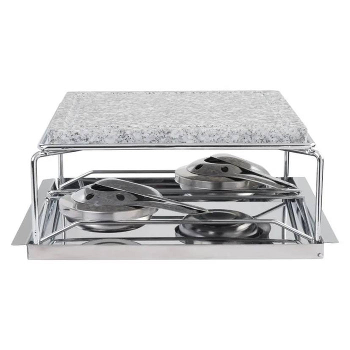 KAUFGUT Grill Pietra Naturale Con 2 Bruciatori 23X23 Cm - 100135