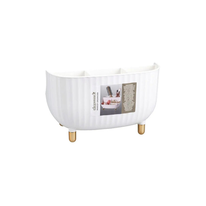KOOPMAN Organizer Per Trucchi In Pp Bianco Con Piedini Oro