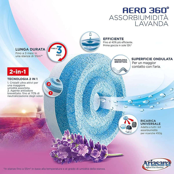 ARIASANA Kit Assorbiumidità Con Ricarica Lavanda - HEN2631639