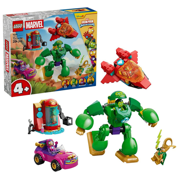 LEGO Loki Vs. Team Iron Man - 11211, Giocattolo Da Supereroi Con Action Figure Mech E 4 Minifigure, Regalo Bambini 4+