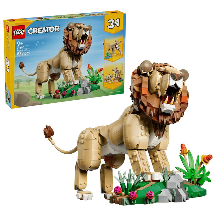 LEGO 3In1 Animali Selvatici: Leone Maestoso Giocattolo - 31386, Trasformabile In Leonessa O In 2 Cuccioli, Regalo Da 9+