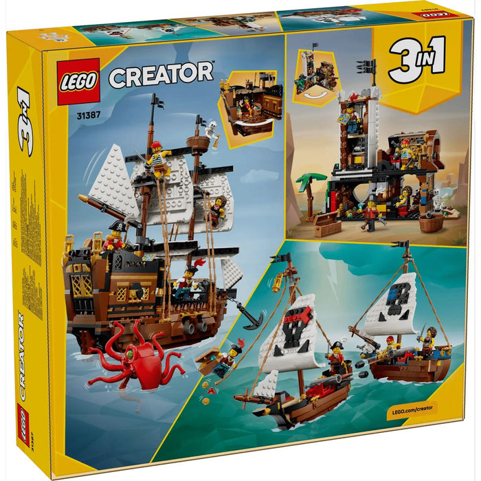 LEGO 3In1 Iconica Nave Da Pirata - 31387, Giocattolo Trasformabile In Castello O In 2 Barche Gemelle, Regalo Bambini 9+