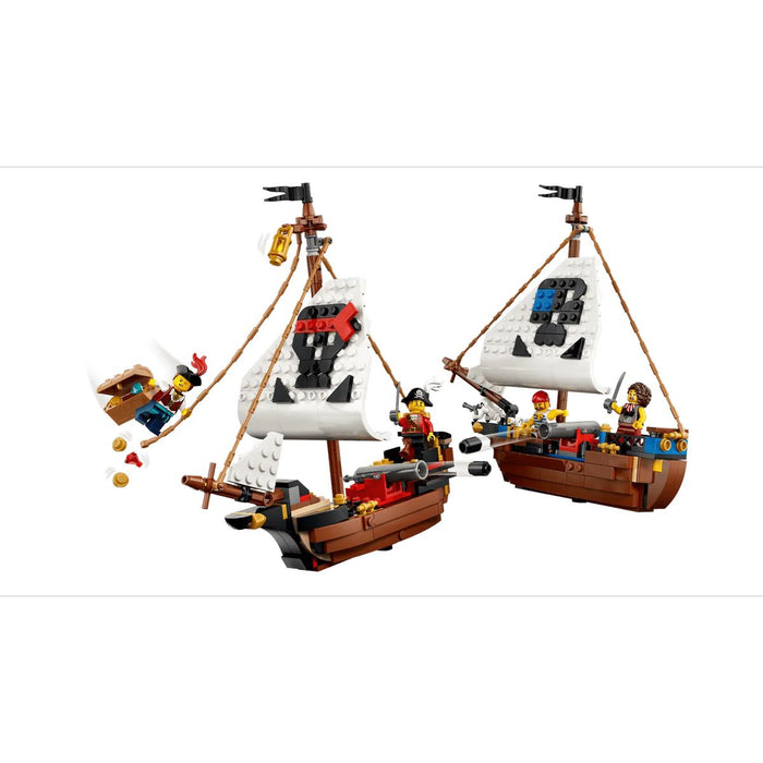 LEGO 3In1 Iconica Nave Da Pirata - 31387, Giocattolo Trasformabile In Castello O In 2 Barche Gemelle, Regalo Bambini 9+