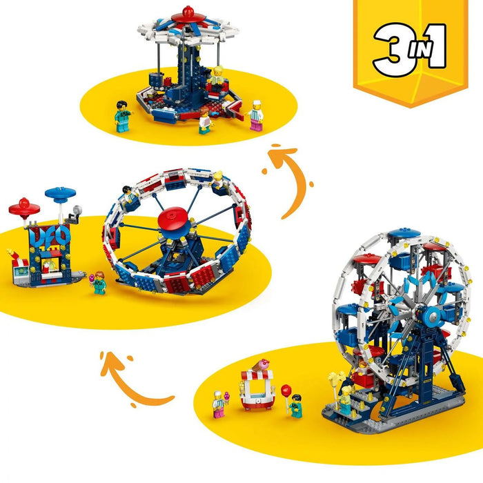 LEGO 3In1 Iconica Ruota Panoramica - 31389, Parco Giochi Trasformabile In Attrazione A Forma Di Ufo O In Giostra, Da 8+