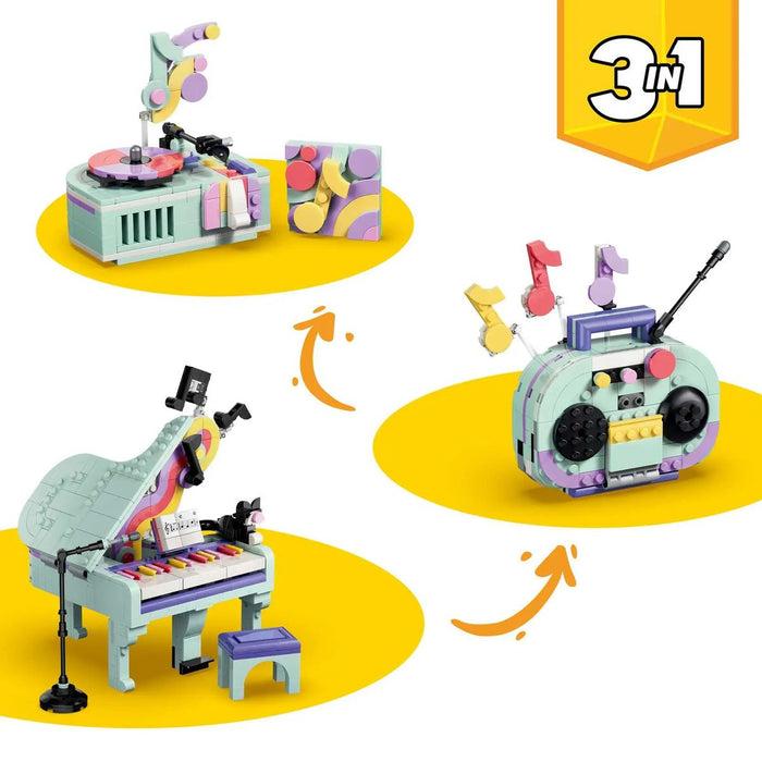 LEGO 3In1: Pianoforte Decorativo Con Gatto - 31392, Giocattolo Retrò Trasformabile In Radio O Giradischi, Regalo Da 9+