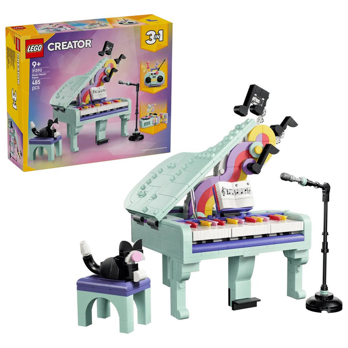 LEGO 3In1: Pianoforte Decorativo Con Gatto - 31392, Giocattolo Retrò Trasformabile In Radio O Giradischi, Regalo Da 9+