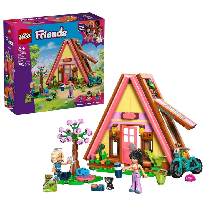 LEGO Cabina Glamping Nella Natura - 42682, Casa Giocattolo Con 2 Mini Bamboline, Gatto E Accessori, Regalo Bambini 6+