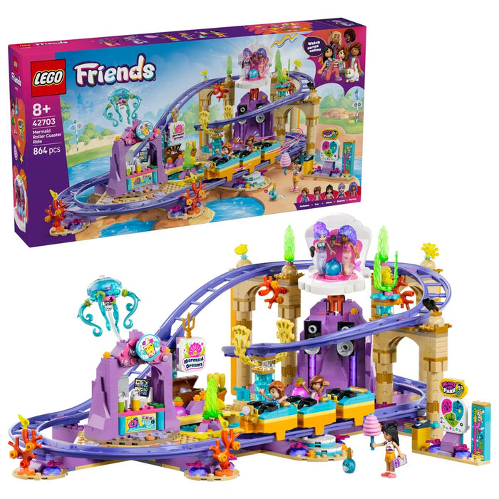 LEGO Montagne Russe Della Sirenetta - 42703, Giocattolo Interattivo Con 3 Carrozze, Negozio E 5 Mini Bamboline, Da 8+
