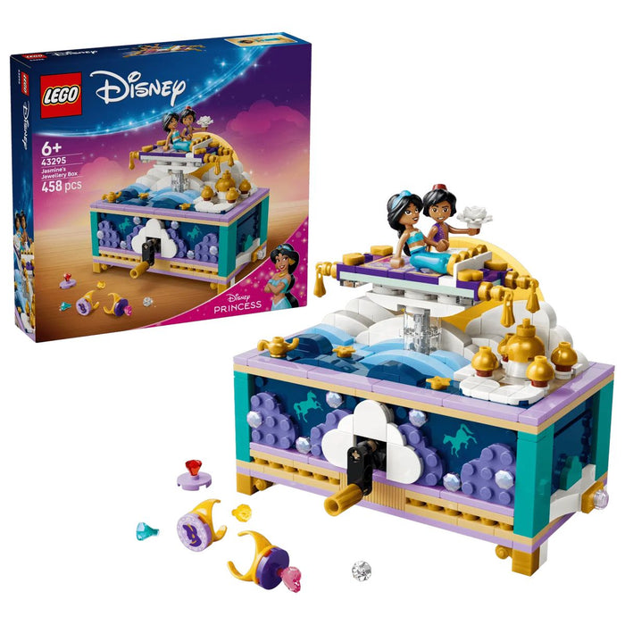 LEGO Box Gioielli Di Jasmine - 43295, Giocattolo Di Aladdin, 2 Mini Bamboline, 2 Anelli E Lampada, Regalo 6+