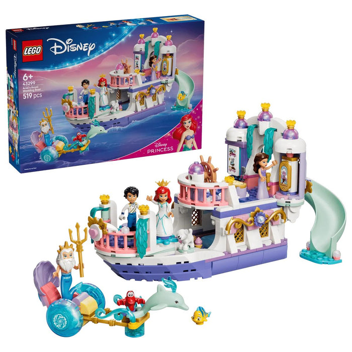 LEGO La Barca Nuziale Di Ariel - 43299, Giocattolo Da La Sirenetta Con 7 Minifigure, Regalo Per Bambine 6+