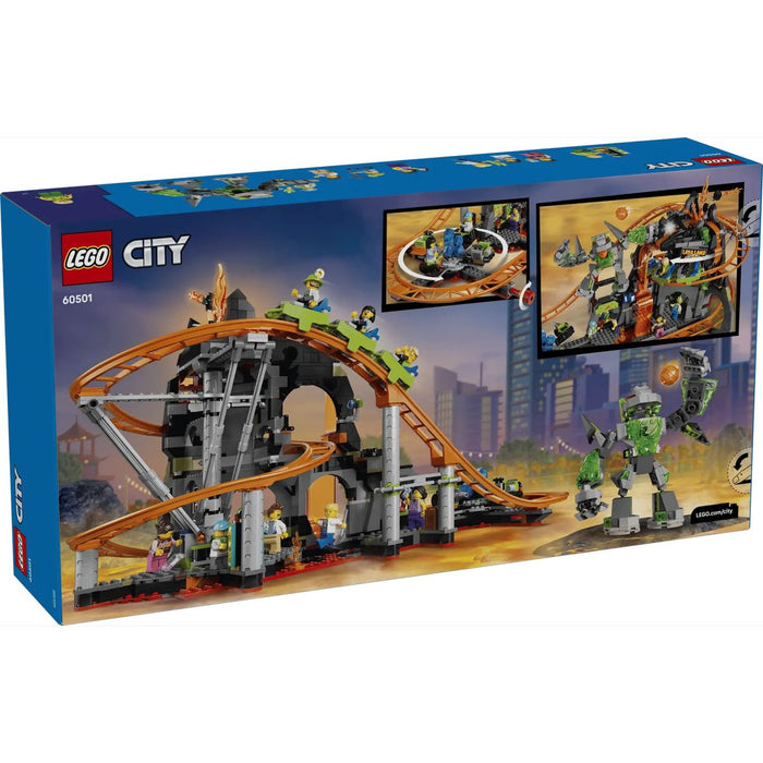 LEGO Parco Delle Montagne Russe Lava Land - 60501, Giocattolo Interattivo Con 3 Vagoni, Giostra E Action Figure, Regalo 8+
