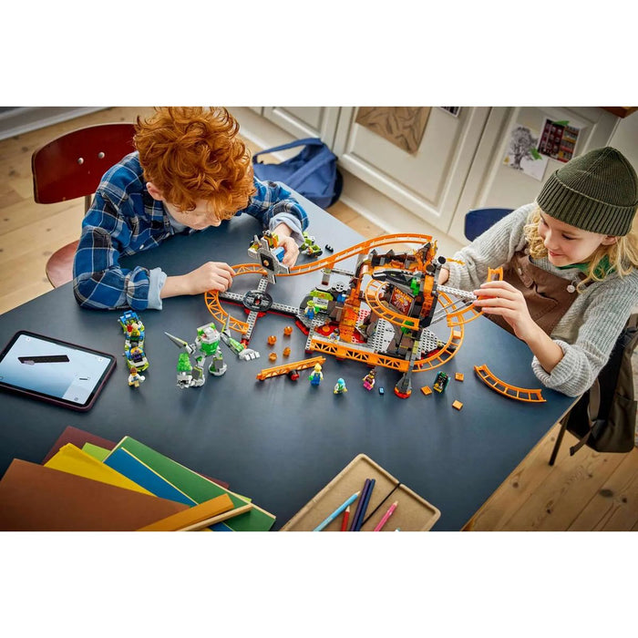 LEGO Parco Delle Montagne Russe Lava Land - 60501, Giocattolo Interattivo Con 3 Vagoni, Giostra E Action Figure, Regalo 8+