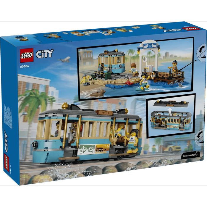 LEGO Tram Classico Della Spiaggia - 60506, Treno Giocattolo Con Binari E Scena Di Strada, Regalo Per Bambini Da 7+