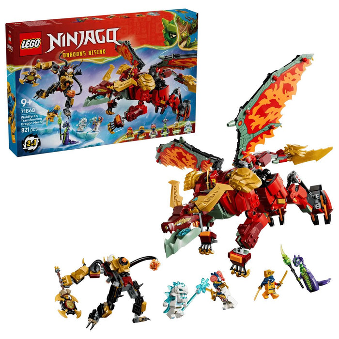 LEGO Mech Drago Mutaforma Di Wyldfyre - 71868, Action Figure Giocattolo 2In1 Con Mech E 6 Minifigure, Regalo Bambini 9+