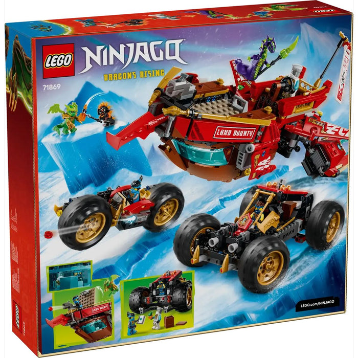 LEGO Bounty Di Terra - 71869, Giocattolo 3 In 1 Trasformabile In Nave Volante, Macchina E Moto, Regalo Per Bambini 9+