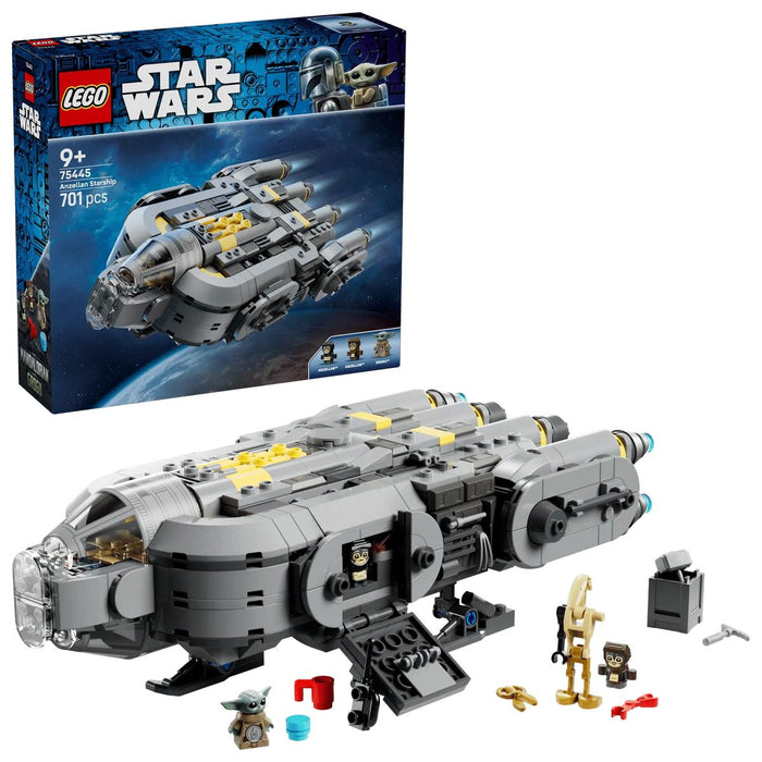 LEGO Astronave Anzellan - 75445, Modellino Ispirato A The Mandalorian E Grogu, 3 Personaggi E Laboratorio, Regalo 9+