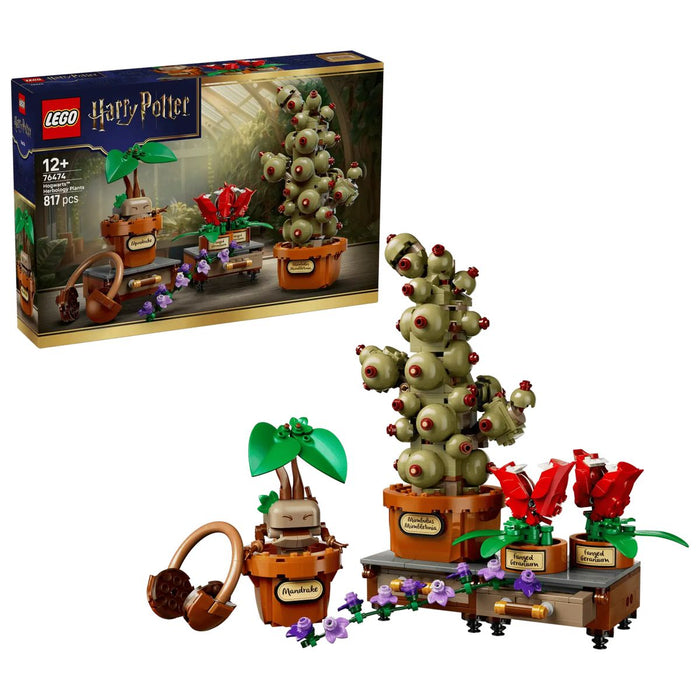 LEGO Piante Di Erbologia Di Hogwarts - 76474, Giocattolo Interattivo Con Piante Finte E Fiori In Vaso, Regalo 12+